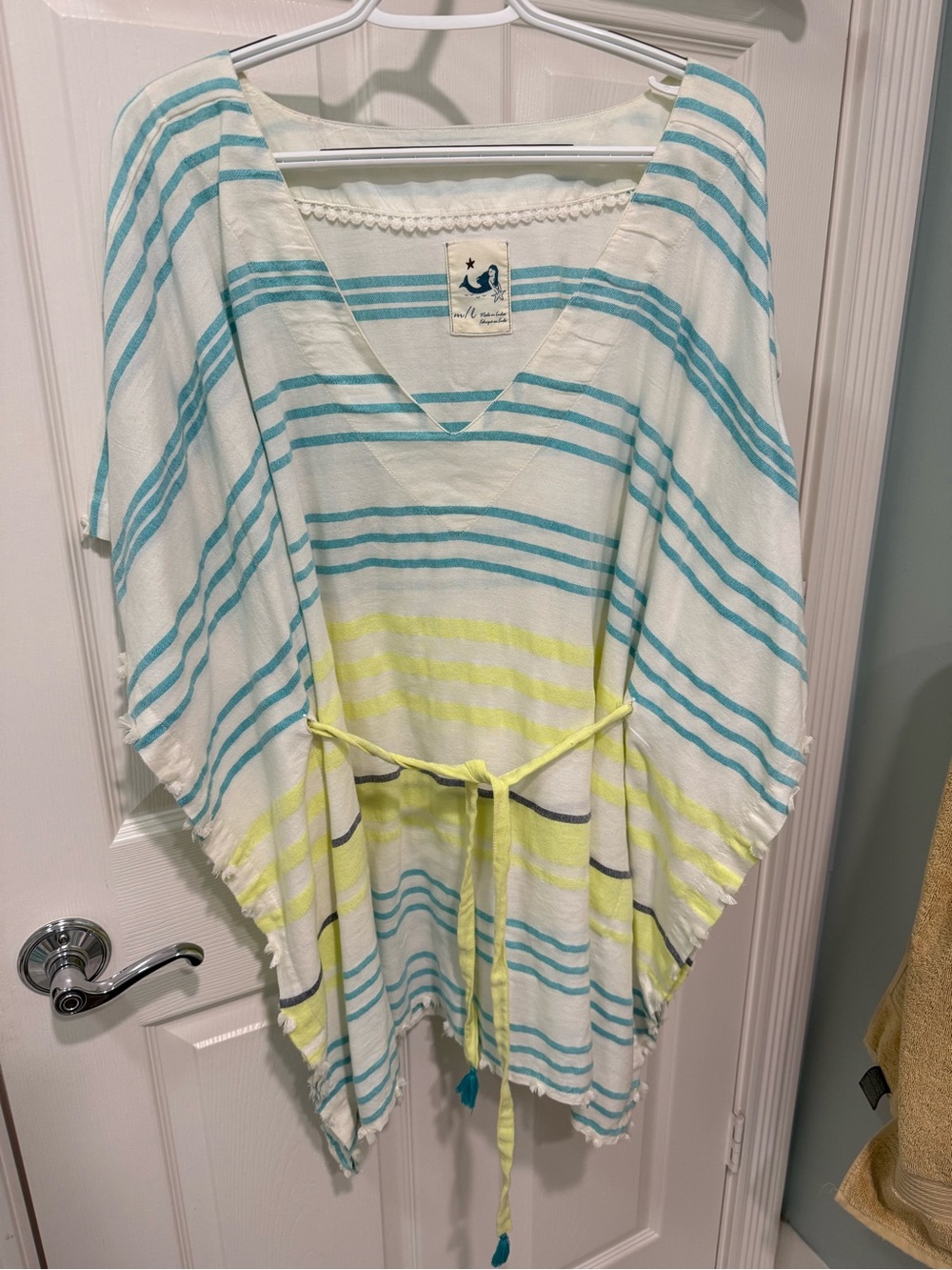 Anthropologie Striped Tie-Waist Beach and Bathing Suit Cover-Up